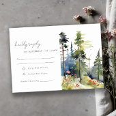Chic Waterverf Pine Forest Landscape Wedding RSVP Kaartje
