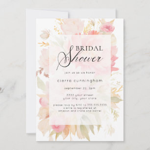 Chic Waterverf Pink Peony Floral Vrijgezellenfeest Kaart