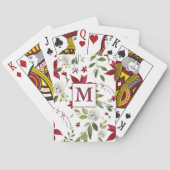 Chic Waterverf Poinsettia Floral Monogram Pokerkaarten (Achterkant)