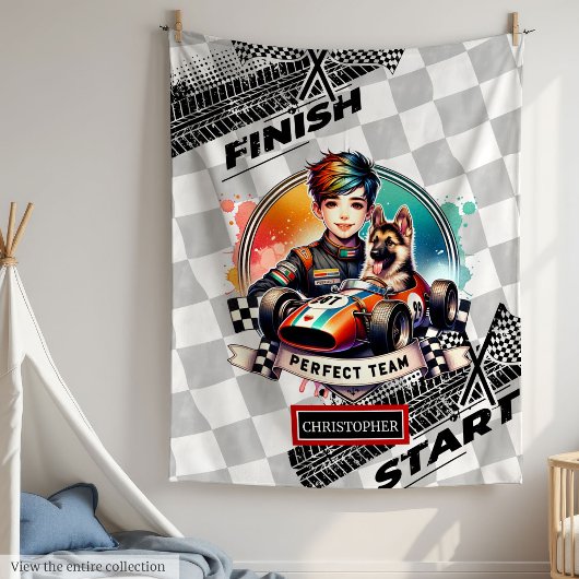 Chic Waterverf Racing Boy Formula 1 Blanket Fleece Deken