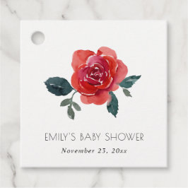 CHIC WATERVERF RED GREEN ROOS FLORAL BABY SHOWER BEDANKJES LABELS
