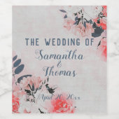 Chic Waterverf roze beige Cream Floral Bouquet Wijn Etiket (Enkel label)