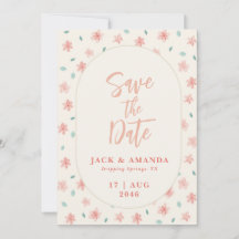Chic Waterverf Roze Bloemen Huwelijk Save the date