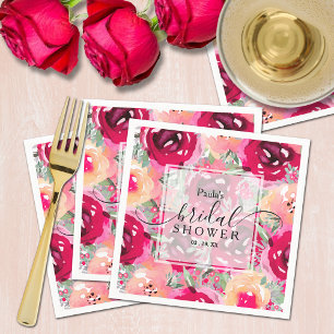 Chic Waterverf Roze Bloemen Vrijgezellenfeest Servet
