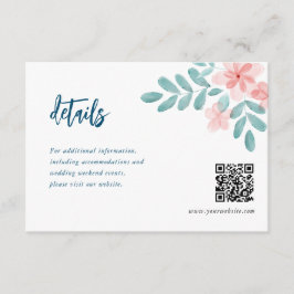 Chic Waterverf Roze Bloemen Wedding Enclosure Kaar Informatiekaartje