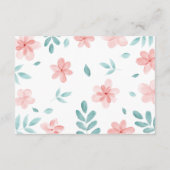 Chic Waterverf Roze Bloemen Wedding Enclosure Kaar Informatiekaartje (Achterkant)