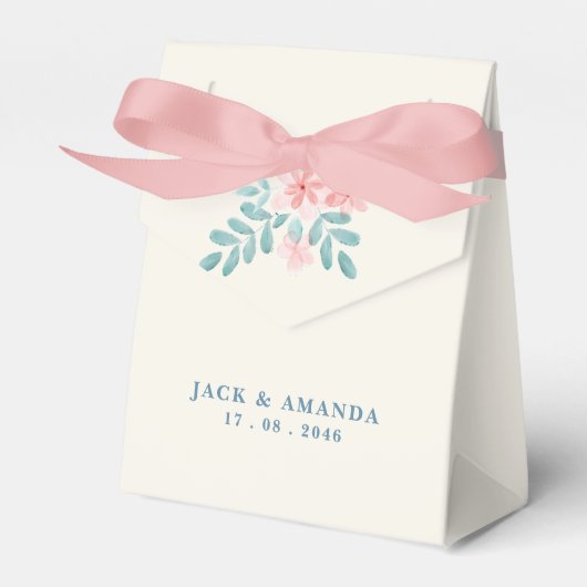 Chic Waterverf Roze Bloemen Wedding Favoriet Box Bedankdoosjes (Voorkant Zijde)