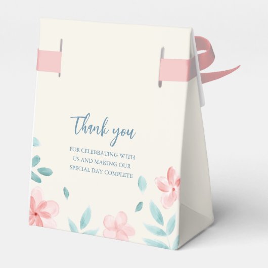 Chic Waterverf Roze Bloemen Wedding Favoriet Box Bedankdoosjes (Achterkant)