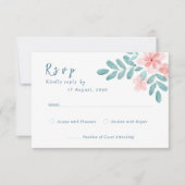 Chic Waterverf Roze Huwelijksuitnodiging RSVP Kaar (Voorkant)
