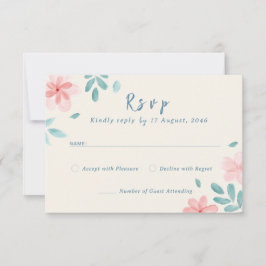 Chic Waterverf Roze Huwelijksuitnodiging RSVP Kaar