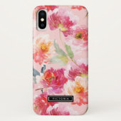 Chic Waterverf Roze Pioenrozen Bloemenpatroon Case-Mate iPhone Case (Achterkant)