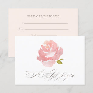 Chic Waterverf Roze Roos Cadeaubewijs Kaart