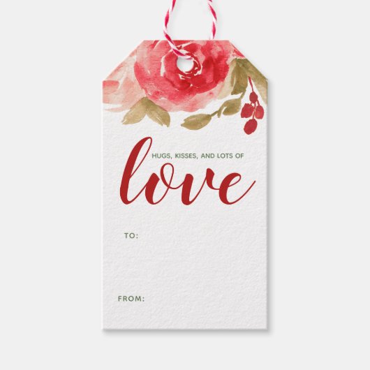 Chic Waterverf Rozen LIEFDE Valentijnsdag Cadeaulabel (Voorkant)