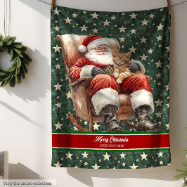 Chic Waterverf Santa Claus Gooi voor Familie Fleece Deken
