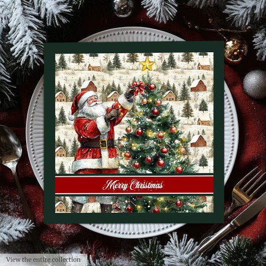 Chic Waterverf Santa Claus Napkins Servet