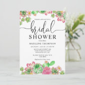 Chic Waterverf Succulent Cactus Vrijgezellenfeest Kaart (Staand voorkant)