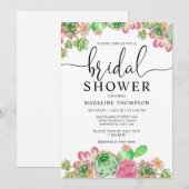 Chic Waterverf Succulent Cactus Vrijgezellenfeest Kaart (Voorkant / Achterkant)