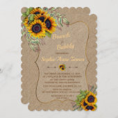 Chic Waterverf Sunflower Burlap Brunch & Bubble Kaart (Voorkant / Achterkant)