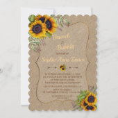 Chic Waterverf Sunflower Burlap Brunch & Bubble Kaart (Voorkant)