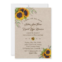 Chic Waterverf Sunflower Linen Canvas Wedding