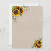 Chic Waterverf Sunflower Linen Canvas Wedding Kaart (Achterkant)