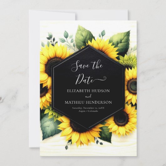 Chic Waterverf Sunflower Wedding Save The Date (Voorkant)