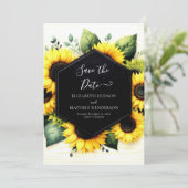 Chic Waterverf Sunflower Wedding Save The Date (Staand voorkant)