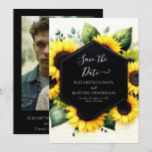 Chic Waterverf Sunflower Wedding Save The Date (Voorkant / Achterkant)