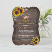 Chic Waterverf Sunflower Wood Bridal Tea Party Kaart (Staand voorkant)