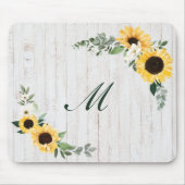 Chic Waterverf Sunflower Wreath Whitewood Initiaal Muismat (Voorkant)