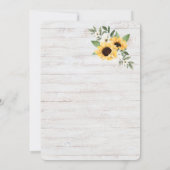 Chic Waterverf Sunflower Wreath Whitewood Wedding Kaart (Achterkant)