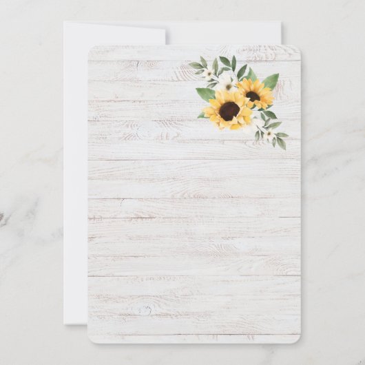 Chic Waterverf Sunflower Wreath Whitewood Wedding Kaart (Achterkant)