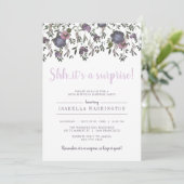 Chic Waterverf Surprise Birthday Party Invitation Kaart (Staand voorkant)