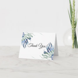 Chic Waterverf Tropical Blue Green Foliage Bedankkaart