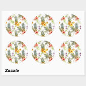 Chic Waterverf Tropische Bloemen Bladeren Ananas Ronde Sticker (Vel)