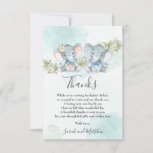 Chic Waterverf Twin Boy Girl Elephant Baby shower