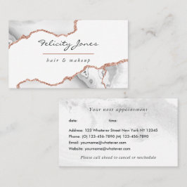 Chic Waterverf White en Roos Gold Agate Business Afsprakenkaartje