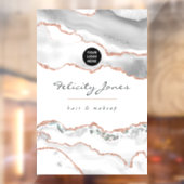 Chic Waterverf White en Roos Gold Agate Business Raamsticker (Vel 2)