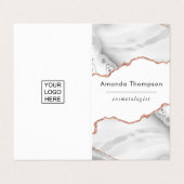 Chic Waterverf White en Roos Gold Agate Visitekaartje (Buitenkant ongevouwen)