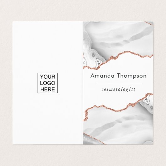 Chic Waterverf White en Roos Gold Agate Visitekaartje (Buitenkant ongevouwen)