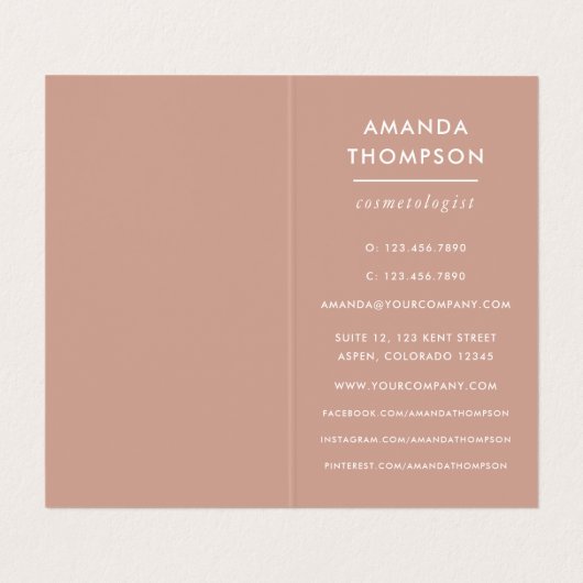 Chic Waterverf White en Roos Gold Agate Visitekaartje (Binnenkant ongevouwen)