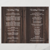 Chic Waterverf White Floral Wood Wedding Programme (Achterkant)