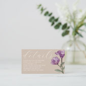 Chic Waterverf Wildflower Beige Wedding Informatiekaartje (Staand voorkant)