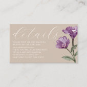 Chic Waterverf Wildflower Beige Wedding Informatiekaartje (Voorkant)