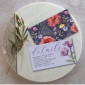 Chic Waterverf Wildflower Paars Wedding Details Informatiekaartje