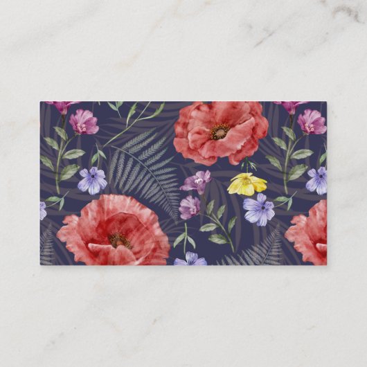 Chic Waterverf Wildflower Paars Wedding Details Informatiekaartje (Achterkant)