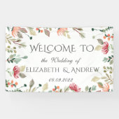 Chic Waterverf Wildflower Wedding Spandoek (Horizontaal)