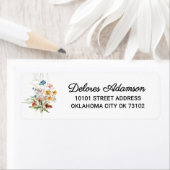 Chic Waterverf Wildflowers Bloemenboeket Adres Etiket (Insitu)