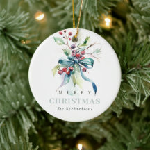 Chic Waterverf Winterbessen Kerstfoto