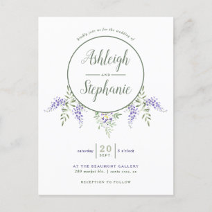 Chic Waterverf Wisteria Drop Wedding Uitnodiging Briefkaart